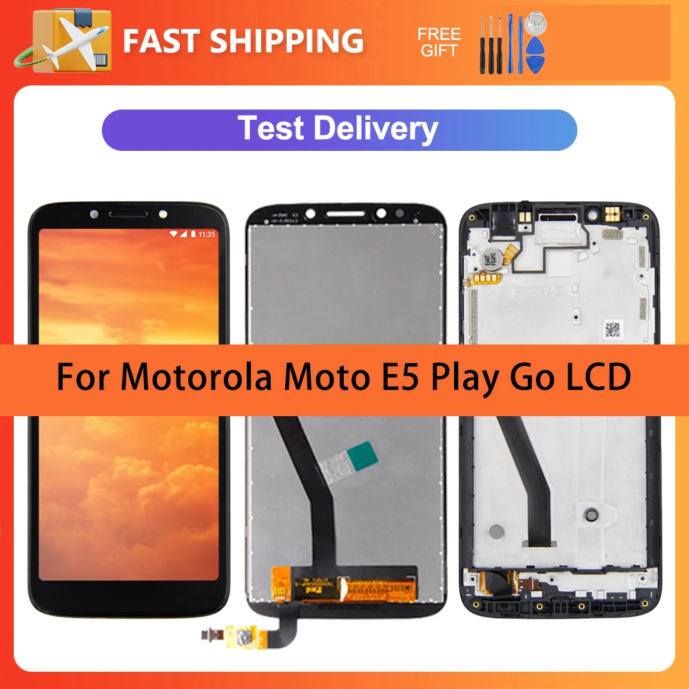 LCD 5.2 inci untuk Motorola Moto E5 Play Go, pengganti perakitan Digitizer layar sentuh untuk Moto xt1943 LCD