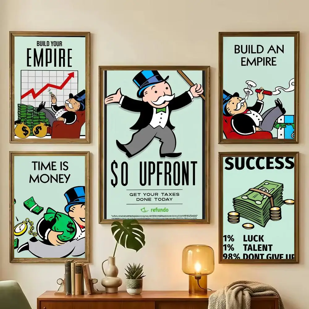 Monopoly Millionaire Money Painting Calligraphy Stylish Wall Art Poster, Bedroom Living Room Home Decor Gift - view 2