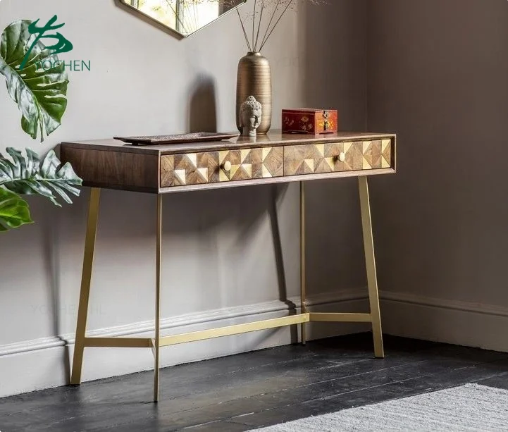 xx-Living Room Furniture Hallway Table With Metal Legs Wooden Console Table Modern^