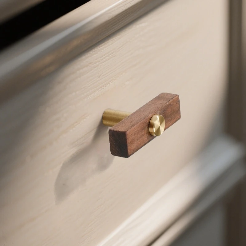 Brass Walnut Wood Vintage Handles for Wooden Furniture Kitchen Cabinet Handles Knobs and Handles for Drawers Dresser Wardrobes