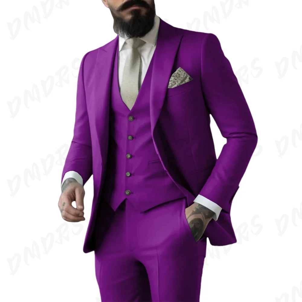 

Formal Men 3PCS Suit Set For Wedding Party Popular Solid Suit For Party Occasion Clothing Suit Customized blazer masculino