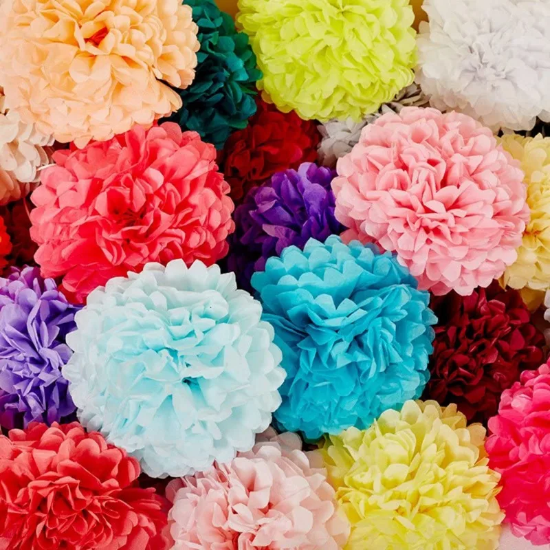 New 10pcs/set 8Inch (20cm)  Blue Wedding Decorations Tissue Paper Pom Poms Balls Mint Green Flowers Paper Flowers Wedding