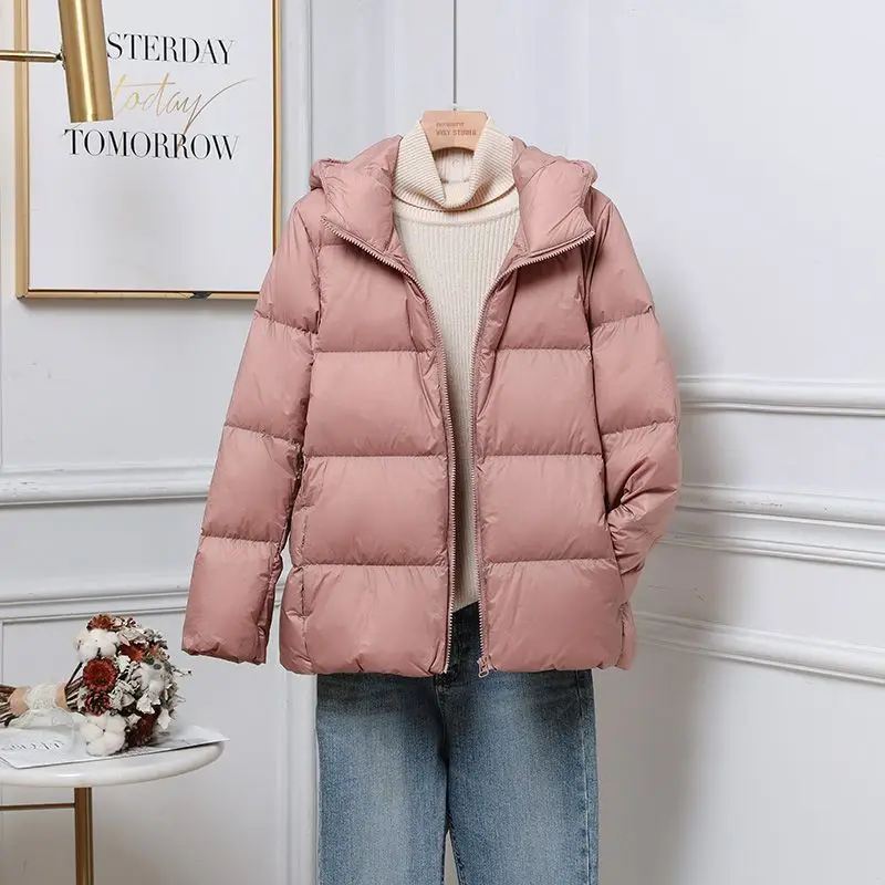 Lichtgewicht Witte Eend Donsjack Vrouwen Capuchon Slim Fit Puffer Puffer Jas Vrouw Winter Mode Bovenkleding Mohamedто Anderson JK-069