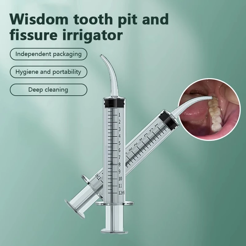 Tonsil Socket Irrigator Dental Irrigation Syringe With Curved Tip 12ml Disposable Dental Instrument For Dentist Use