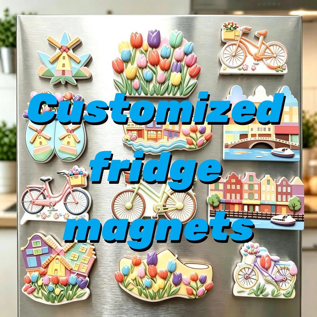 Custom Epoxy Fridge With Magnets Funny Fridge Magnets Dutch Tulip Bicycle Windmill City Travel Souvenir Decorative Refrigerator
