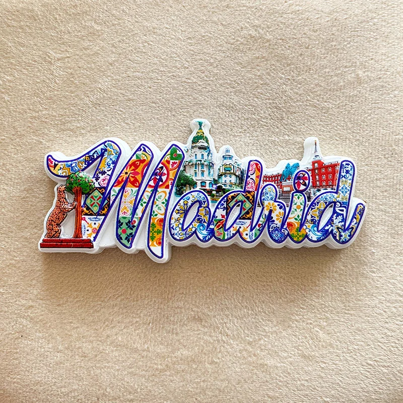 

Madrid Refrigerator Magnet Creative Tile Letter 3D Magnetic Sticker Travel Souvenir Decoration