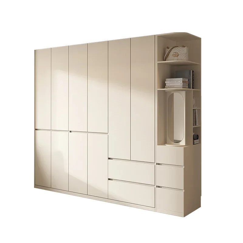 Ou Song board wardrobe cream wind solid wood enf grade free handle cabinet bedroom home segmented wardrobe