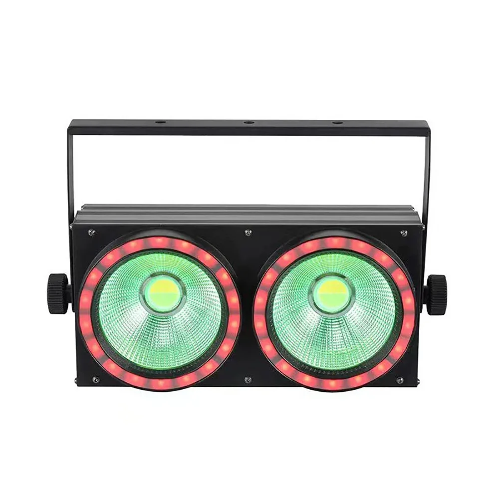 2x100W Pixel COB LED Blinder Stage Effect Audience Light With 50W RGB Pixel Ring For DJ Disco Party Events Show Bar DMX Sound