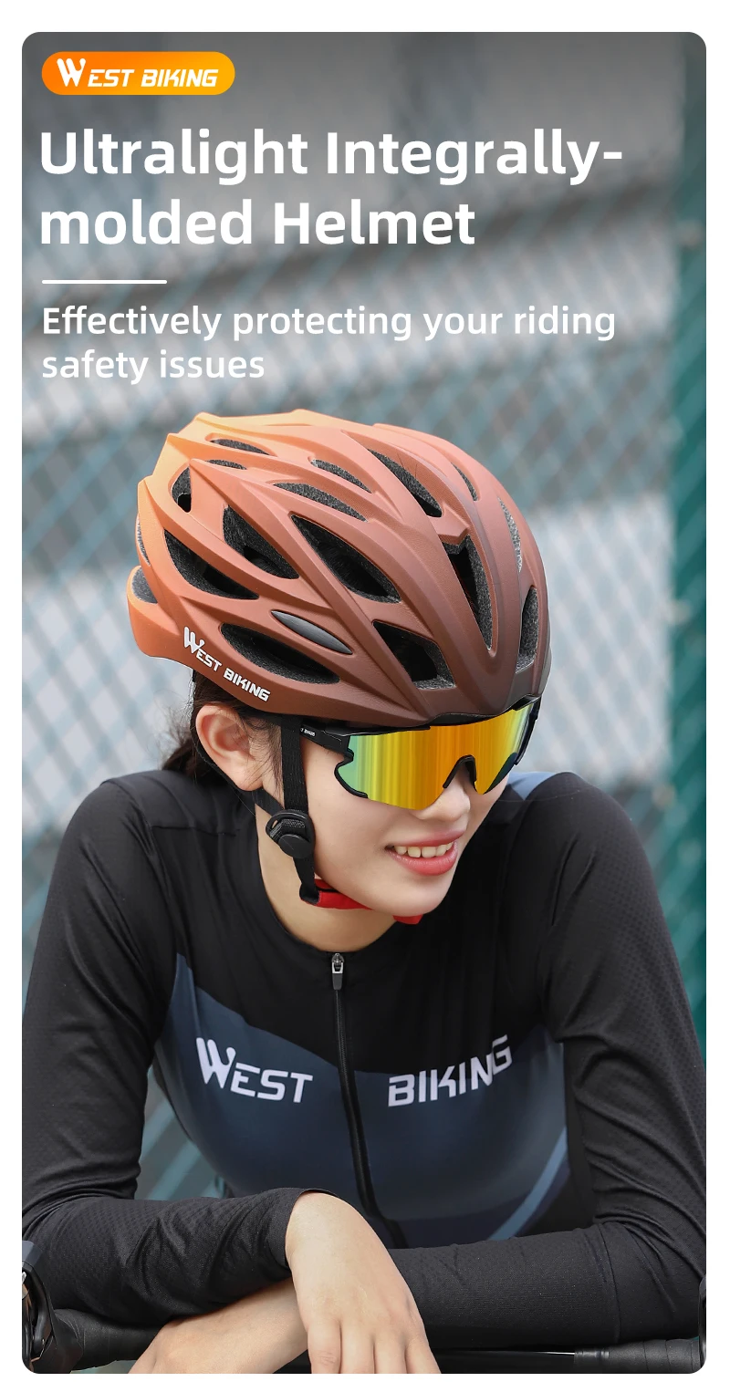 WEST BIKING Fahrradhelm Ultraleicht Integral Geformt 28 Belüftungsöffnungen Farbverlauf Verstellbare Größe M L Rennrad MTB Fahrradhelm Unisex – Detail 1