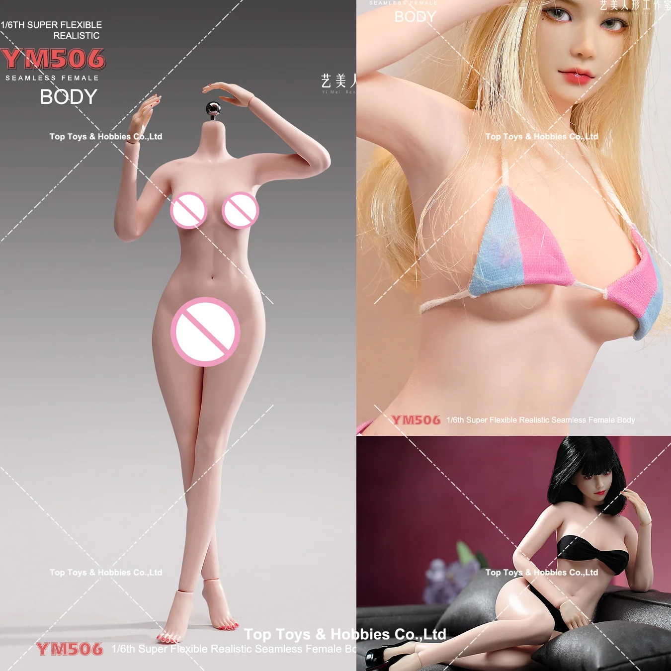 

YM506 1/6 Scale Mature Female Seamless Body Super Flexible Big Breast 12'' Soldier Action Figure Body with Physiological Details