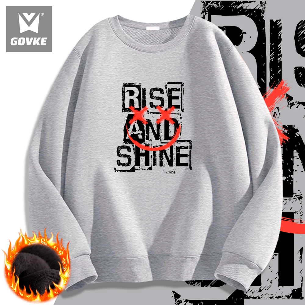 Smiling Face Rse and Shine Street Cool Skateboarding A New Autumn and Winter Collection Hoodless Hoodie Man Clothes Thick