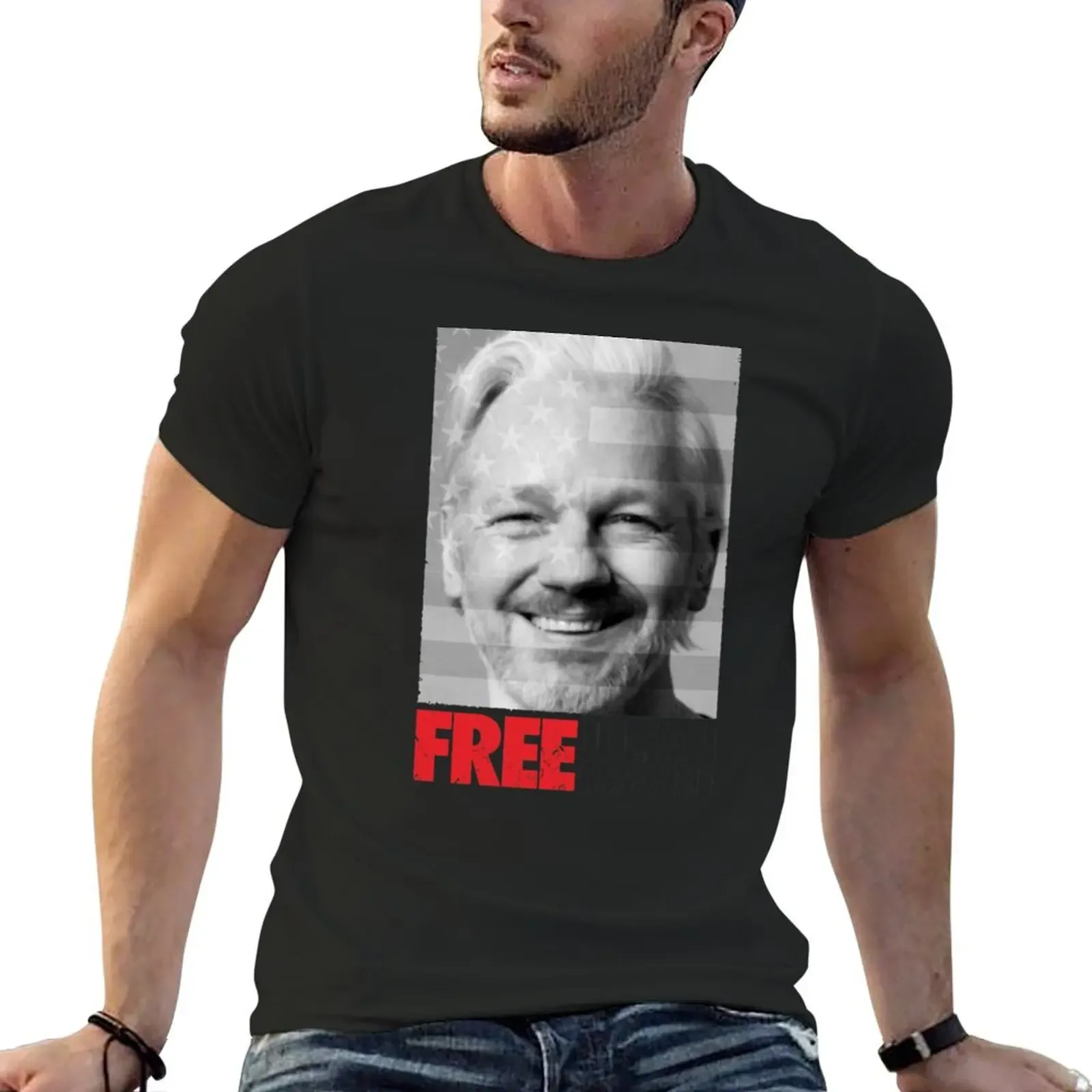 JULIAN ASSANGE T-Shirt summer tops street wear new edition mens tall t shirts