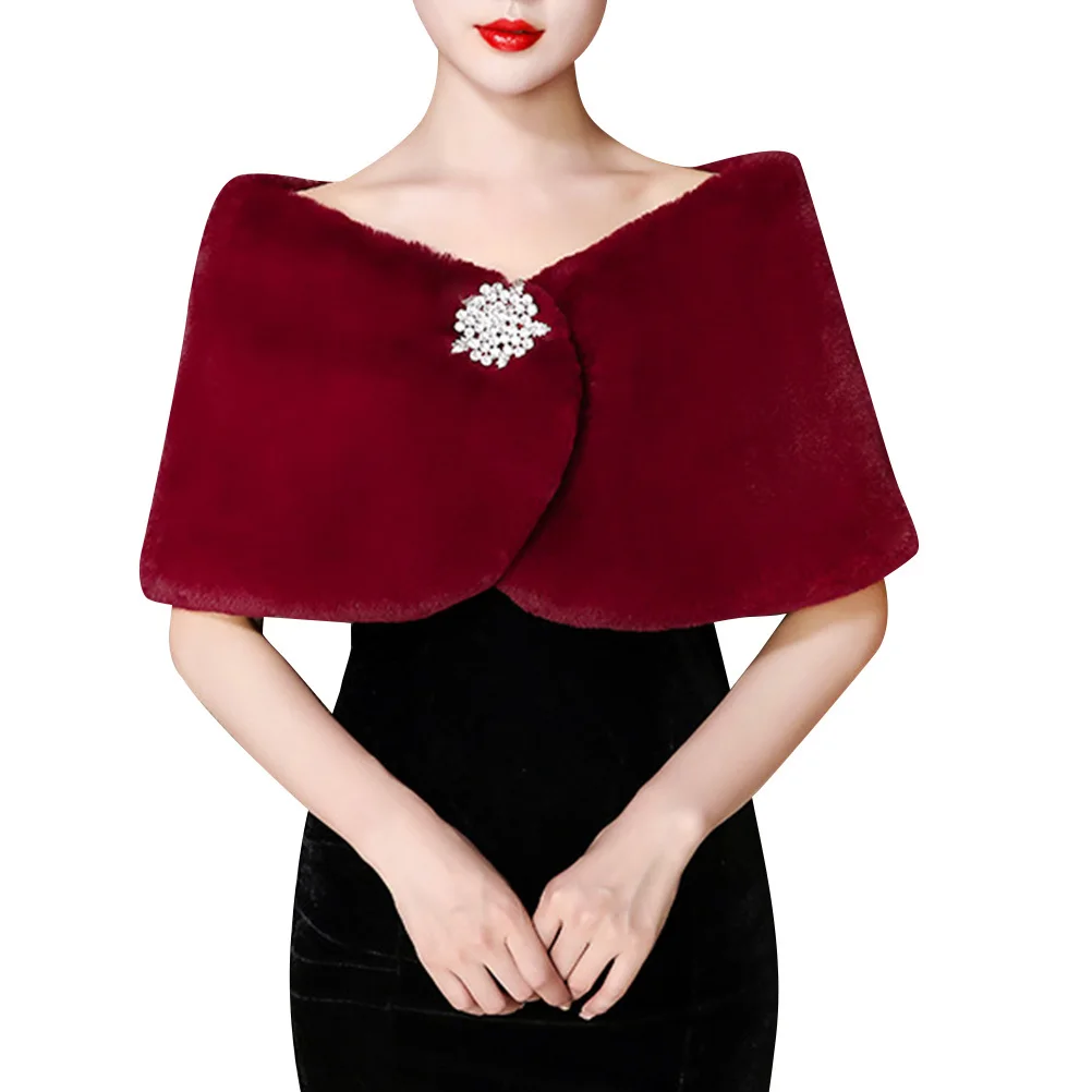 1 قطعة شال الزفاف للعروس أنيقة اللفاع عالية الجودة الألياف الدافئة شال للنساء الشتاء الخريف ارتداء الأحمر 100-135 سنتيمتر
