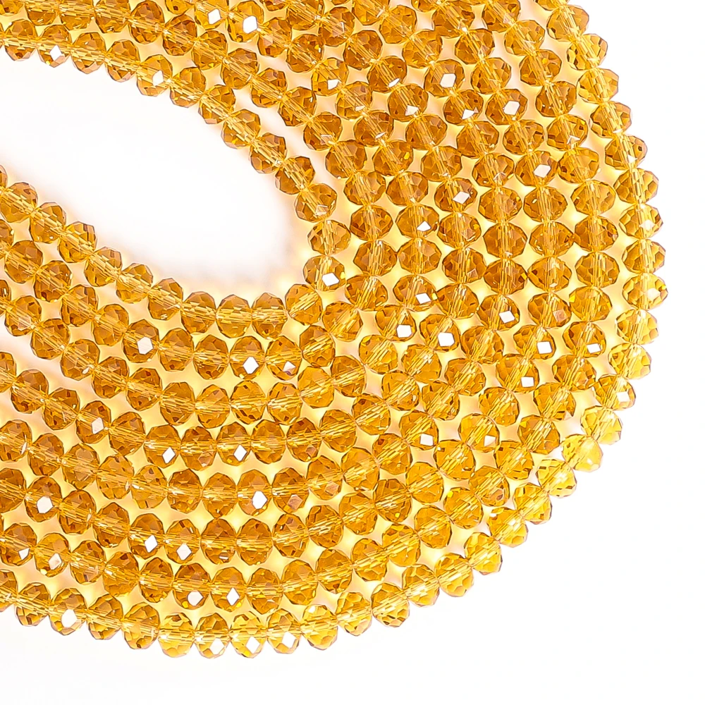 

Premium 4/6/8mm Multi-Facet Glass Beads Precisely Cut Near-Round Shape Golden Champagne Bulk Loose Beads for DIY Crafts