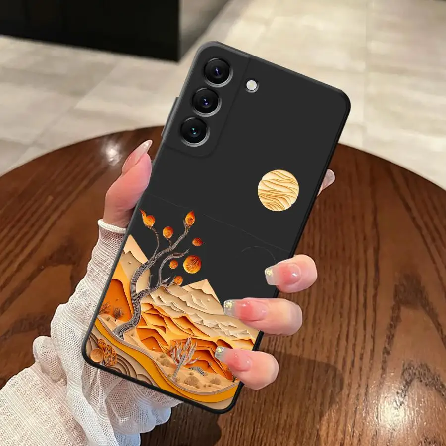 Letni Niebo Czarny Miękki Pokrowiec na Telefon Samsung Galaxy A25 A71 A26 A72 A41 A36 A32 A35 A24 A55 A22 A52 A23 A53 A51