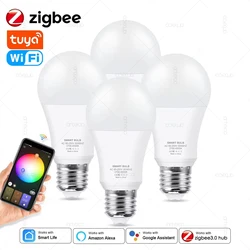 18W 15W Tuya Zigbee E27 lampadina a Led WiFi Smart Led Lamp RGB + CW + WW lampadine a Led funzionano con Alexa Amazon / Google Assistant Home