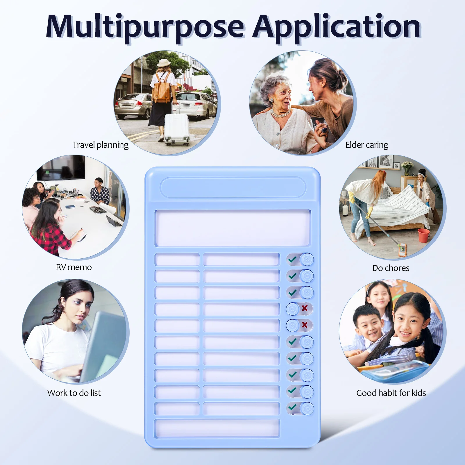لوحة قائمة أزرق للقيام، متتبع جدول متعدد الوظائف مع تصميم منزلق للتذكير البصري للمنزل والمكتب والفصول الدراسية #1