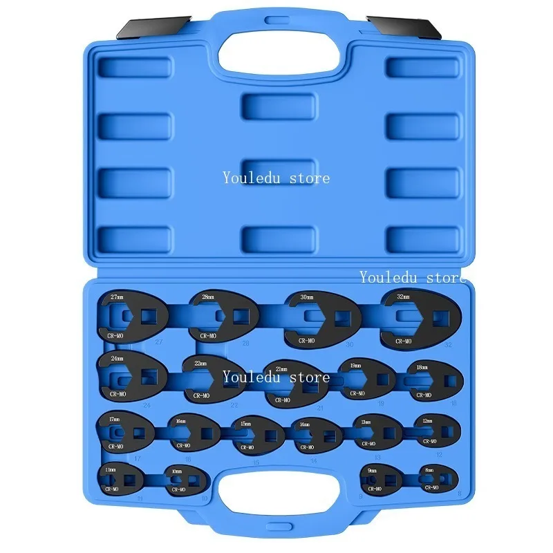 19 piece set of oil pipe wrench, open-ended wrench head, U-joint, 8-32mm narrow space special tool