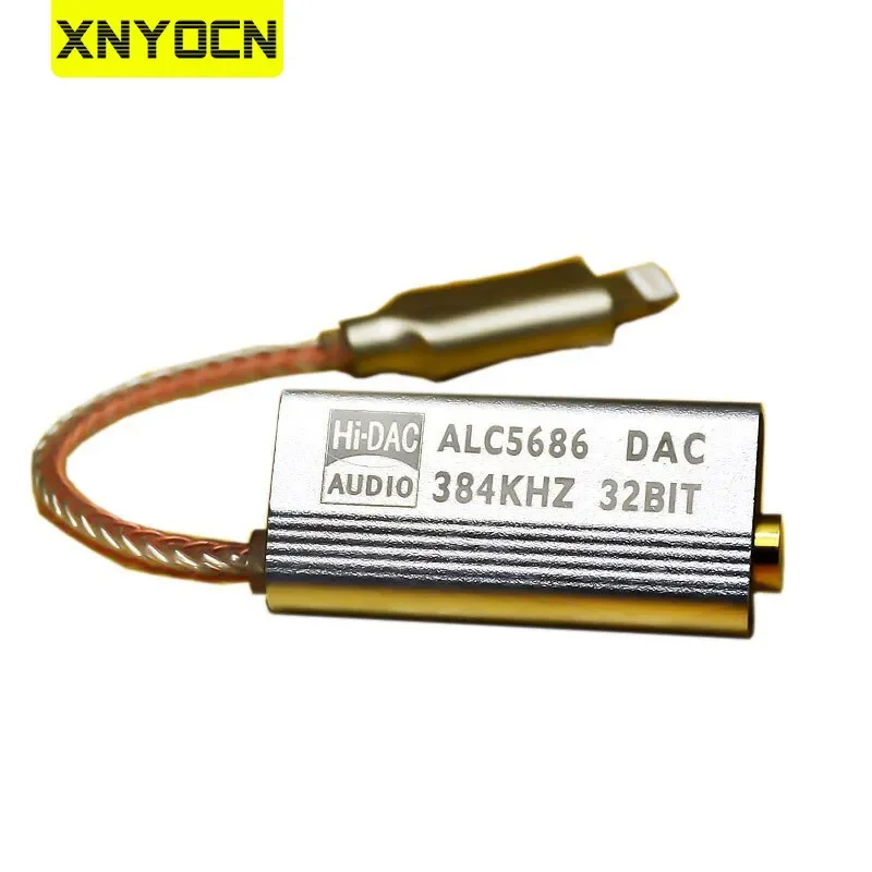 

Xnyocn ALC5686 DAC Decoding 3.5mm HIFI Amp Adapter Earphone Cable Device Sound Amplifier 32bits/384KHz For iPhone IOS Lightning