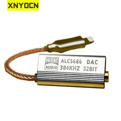 Xnyocn-ALC5686 DAC Hi-Fiデコーダーアンプ,ヘッドフォンケーブルデバイス,サウンドアンプ,32ビット,384KHz, iPhone, iOS,Lightning, 3.5mm