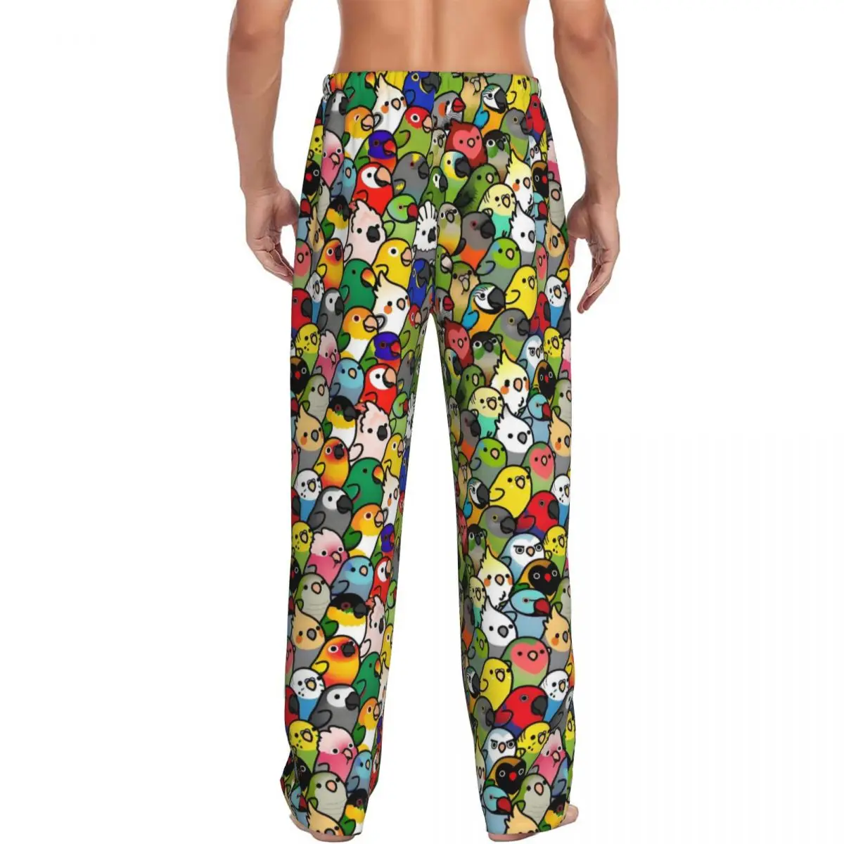 Celana Piyama Pria Motif Burung Beo Custom Print Macaw Squad Sleepwear Sleep Lounge Bottoms dengan Kantong