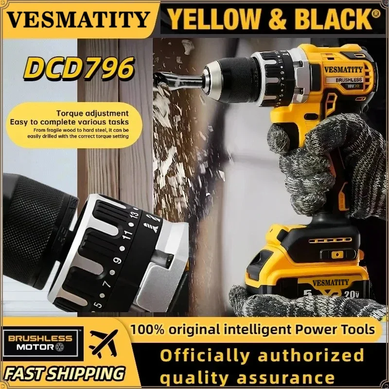DCD796  Brushless Impact Electric Drill Multifunctional Cordless Screwdriver Rechargeable For Dewalt Battery Power Tools view 6