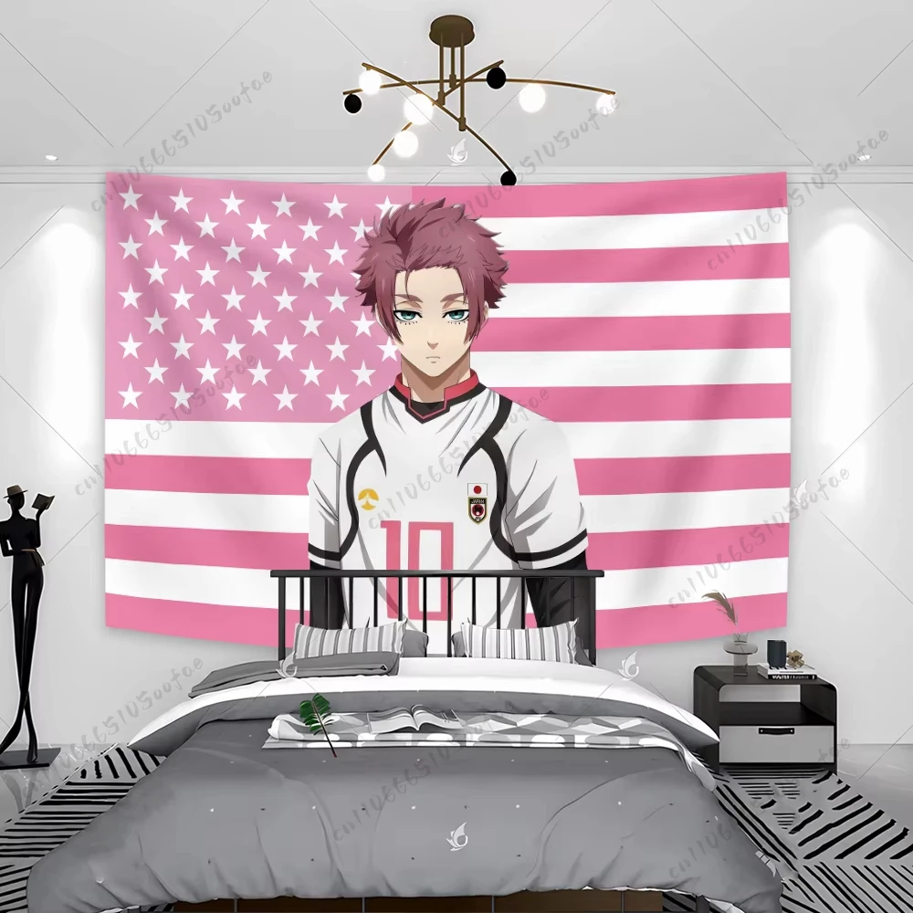 فريدة من نوعها الزخرفية أنيمي قماش مزخرف جداري قفل أزرق الوردي الأعلام الأمريكية اللوح الأمامي خلفية جمالية القماش غرفة ديكور المنزل #1