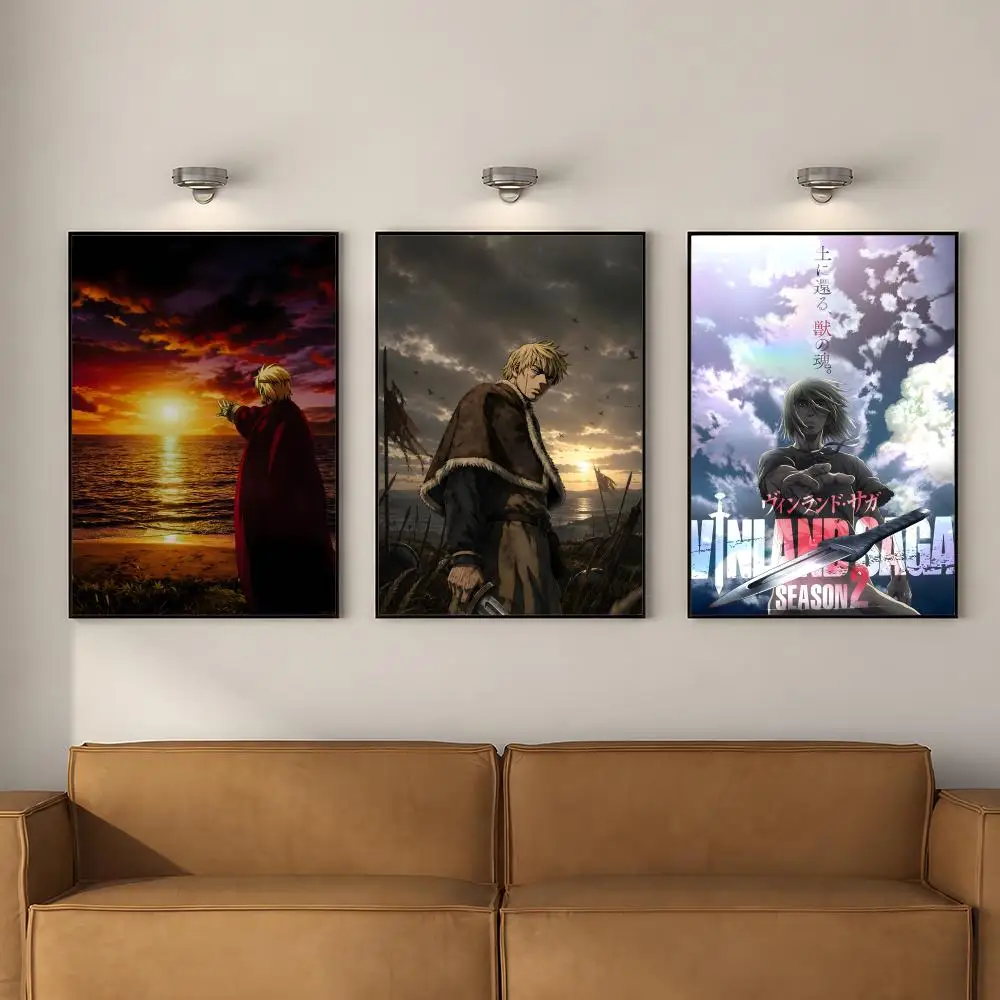 Anime V-Vinland S-Saga Thorfinn Poster PP Self Adhesive Decorative Poster Waterproof Waterproof for Apartment Bedroom