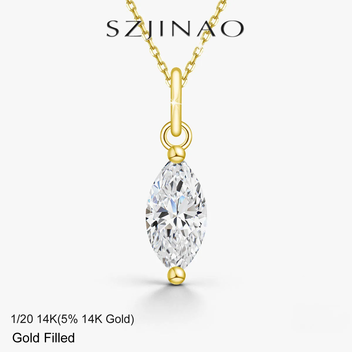 

0.5/1ct Marquise Cut Moissanite Pendant Solid 14K Gold Filled Lab Diamond Au585 Necklace for Women Girlfriend Gifts Fine Jewelry