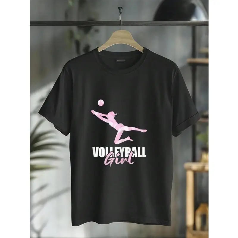 

Women's Volleyball Girl T-Shirt Female Player Graphic Tee Sporty Team Training Match Outfit Cotton Top Coach Gift
