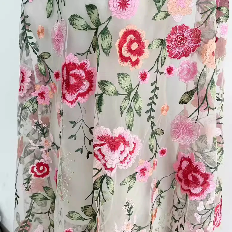 

1yard High quality lace Patchwork Color gradient embroidery fabric for clothing dress cheongsam fabric