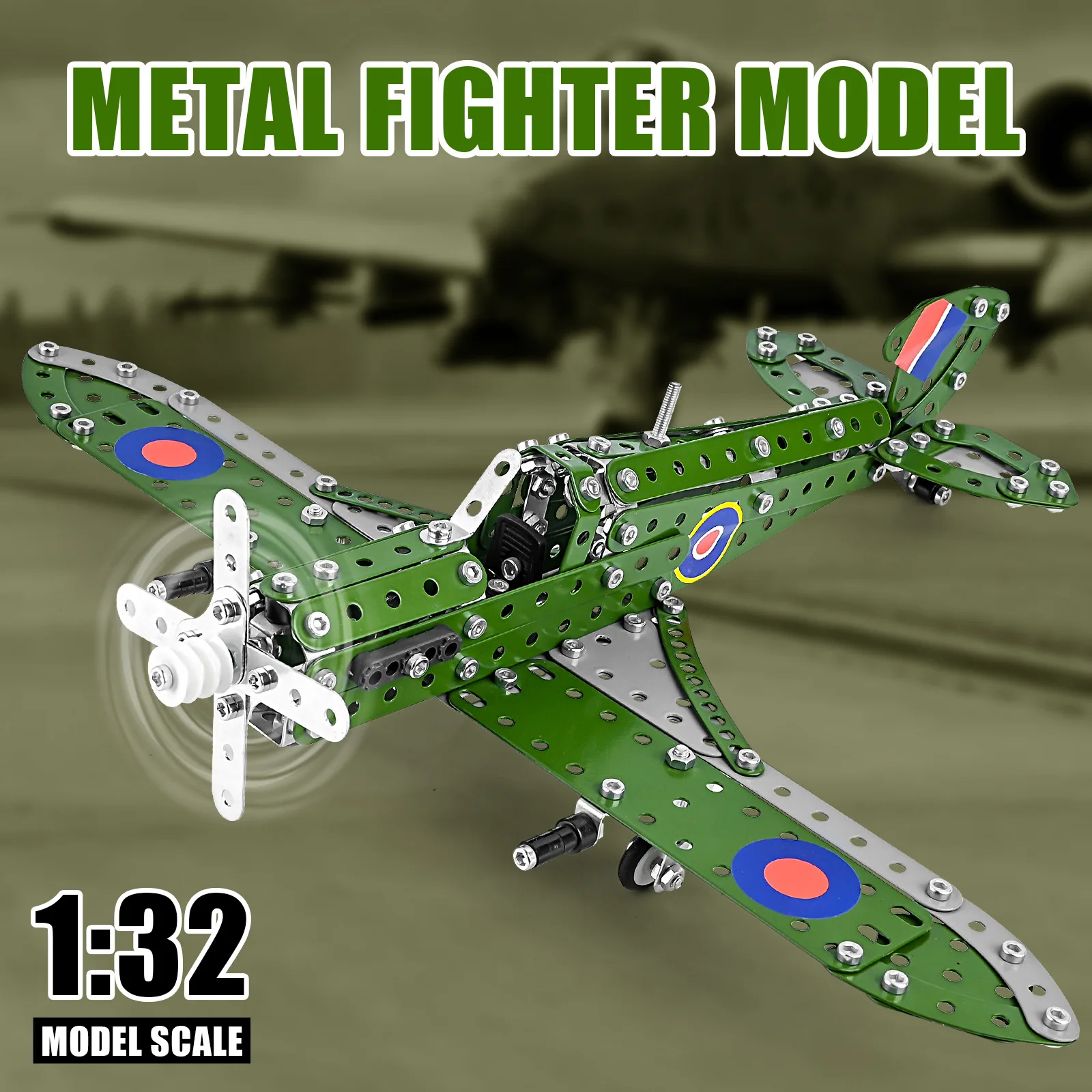 World War II UK Military MK Hurricane Fighter Metal Building Blocks Screws Nuts High Difficulty Children's Assembly Toys Gift