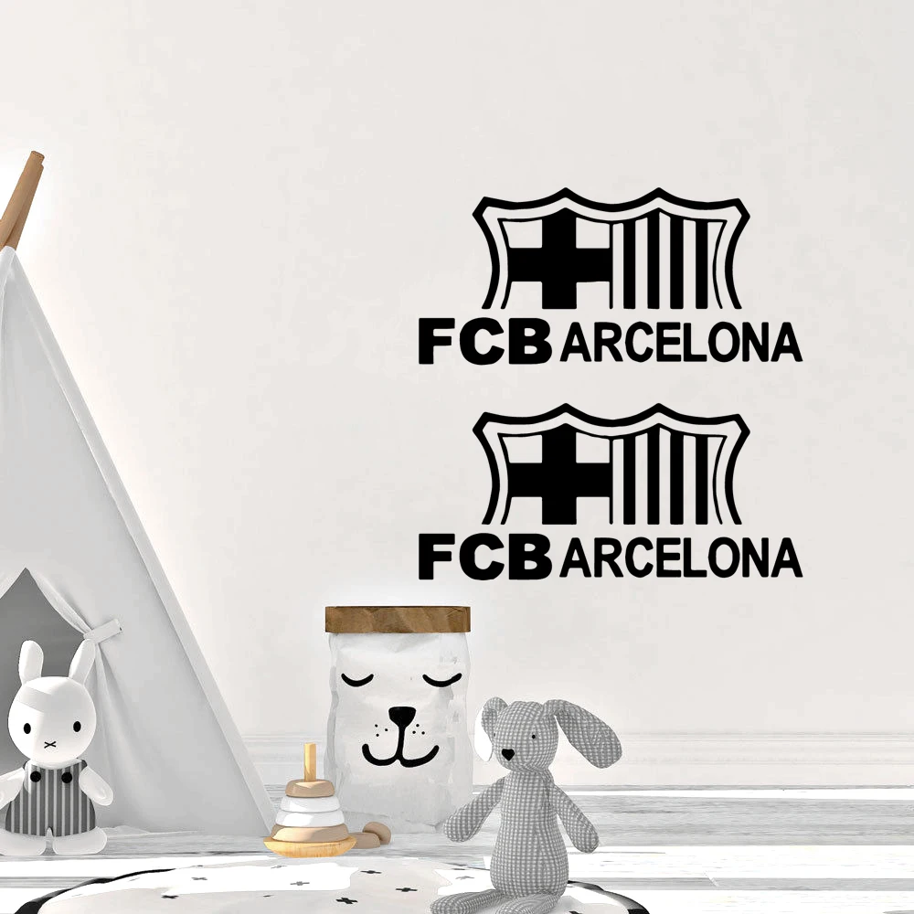 1 unidad de pegatinas de pared con insignia de ARCELONA FCB, pegatina de pared de moda moderna para sala de estar, dormitorio, calcomanía artística impermeable, calcomanía artística de pared
