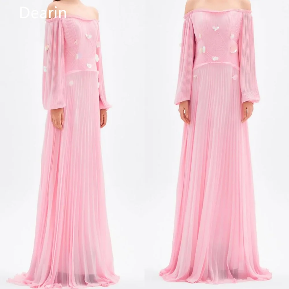 

Formal Gown Evening Prom Dress Dearin Off-the-shoulder Column Floor Length Skirts Draped Bespoke Occasion Dresses Saudi Arabia