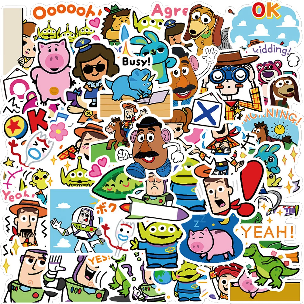 10/30/50pcs Mixed Disney Anime Toy Story Stickers Cute Woody Buzz Lightyear Cartoon Sticker Phone Guitar Kawaii Graffiti Decals