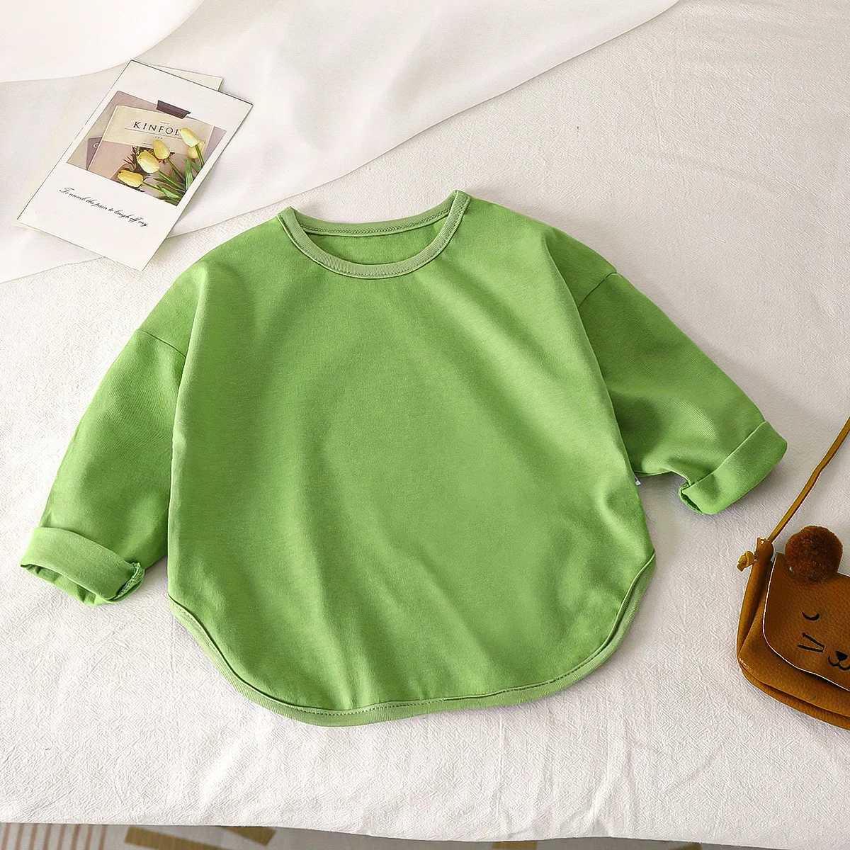 Autumn Boy Girl Baby O-neck Solid Bottoming Shirt Children Simple Casual Long Sleeves T-shirt Kid Cotton Tops Infant Unique Tees