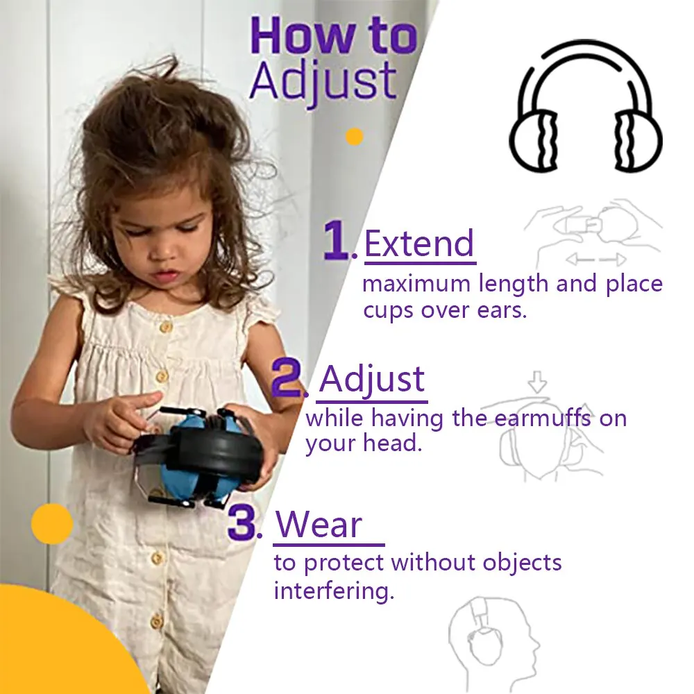 Kid Ear Protection Baby Noise Earmuffs Noise Reduction Ear Defenders Earmuff for Children Adjustable SNR 25dB Safety