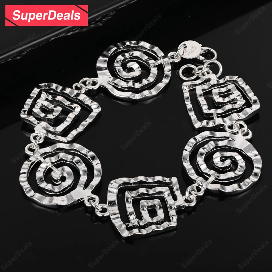 

SuperDeals 925 Sterling Silver Bracelet Spiral Chain Women Engagement Wedding Party Gift Accessories Fashion Boutique Jewelry
