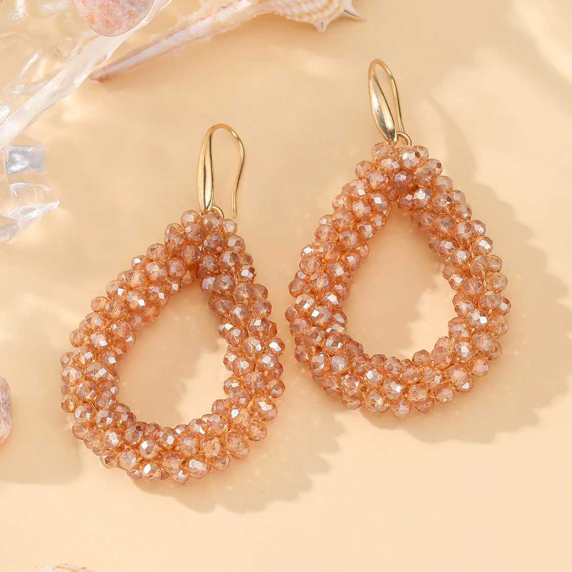 INKDEW Mischfarbe Große Tropfen Ohrringe Bunte Perle Handgemachte Threading Kristall Ohrringe für Frauen Geschenk Wasser Tropfen Schmuck EA004