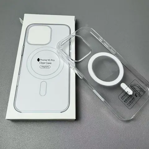 Nueva funda Original transparente con caja para iPhone 16 15 14 Pro Max 13 12 Mini 11 X XR XS 7 8 14 Plus Magsafe cubierta de carga inalámbrica