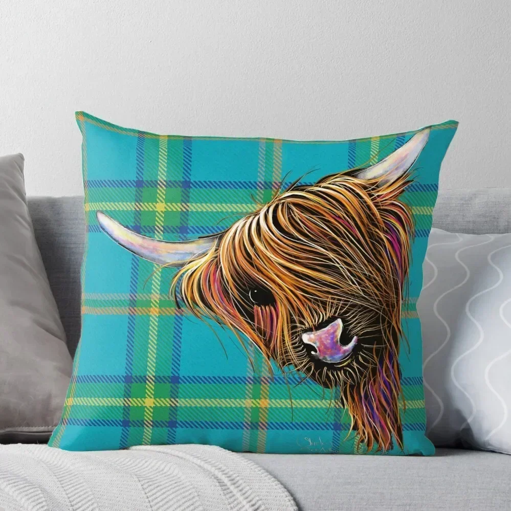 SCoTTiSH HiGHLaND CoW ' TaRTaN NooDLeS B ' by SHiRLeY MacARTHuR Throw Pillow Sofa Covers Sofa Cushions pillow