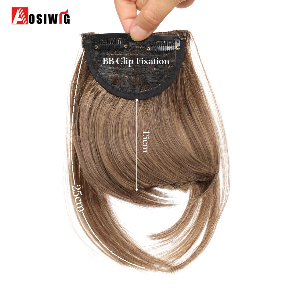 AOSI 6 inch Synthetische Fake Stompe Lucht Pony Clip In Hair Extensions Nep Fringe Valse Haarstukje Voor Vrouwen Clip In pony Nep Haar