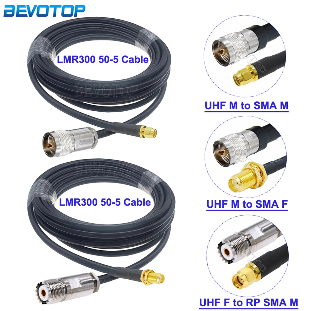 1PCS LMR-300 SMA Male/Female to PL259 UHF Male/SO239 UHF Female Connector 50Ohm LMR300 50-5 Coaxial Cable UHF to SMA RF Cable