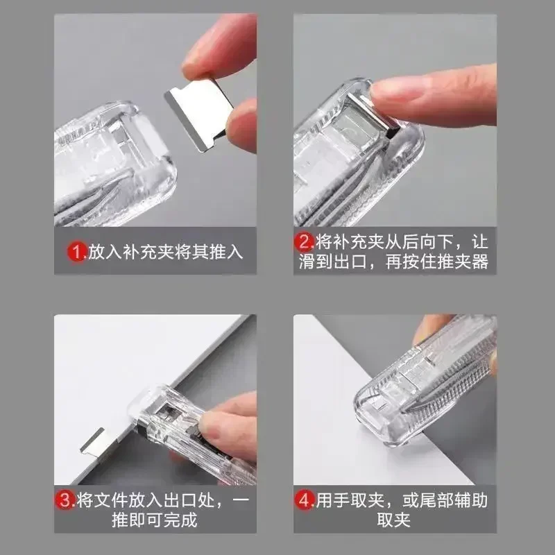 Imagem -03 - Reutilizáveis Traceless Paper Clipper Grampo de Mão Grampeador Push Paper Clips Ferramenta de Encadernação Papelaria Acessórios