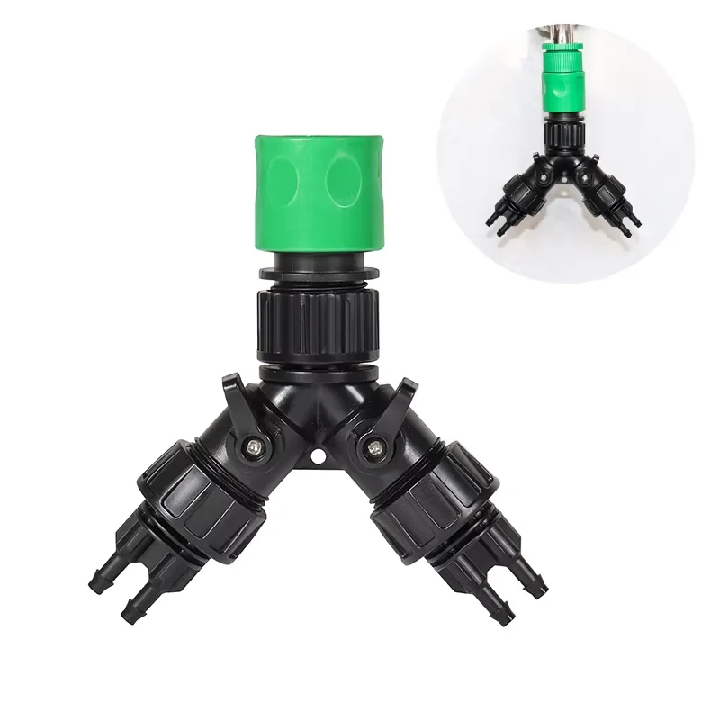 Drip Irrigation Faucet Adapter 4 Way Diverter for Garden 1/4′′ Hose Watering System European Connectors Adjustable