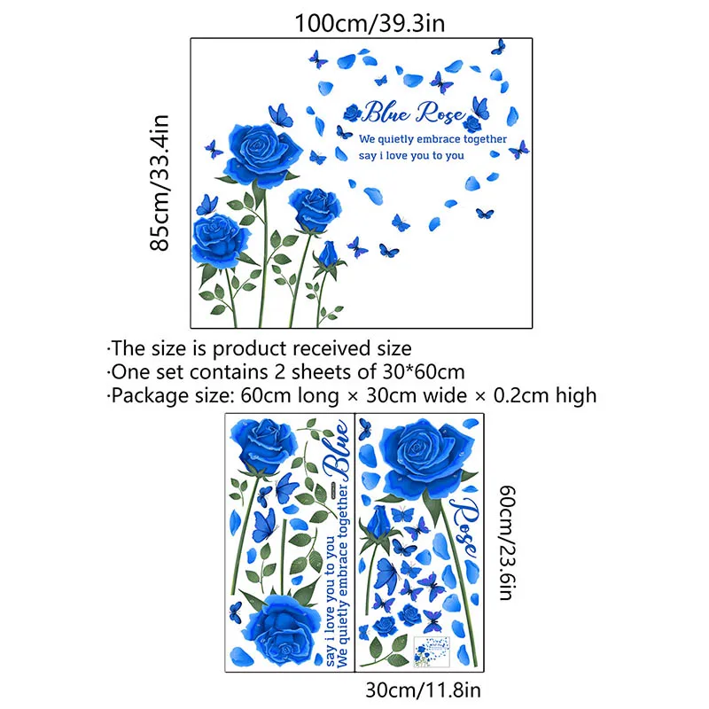 Róża naklejka na ścianę z motylem kreatywna ściana naklejki zdejmowana winylowa dekoracja domowa z pcw do salonu sypialnia