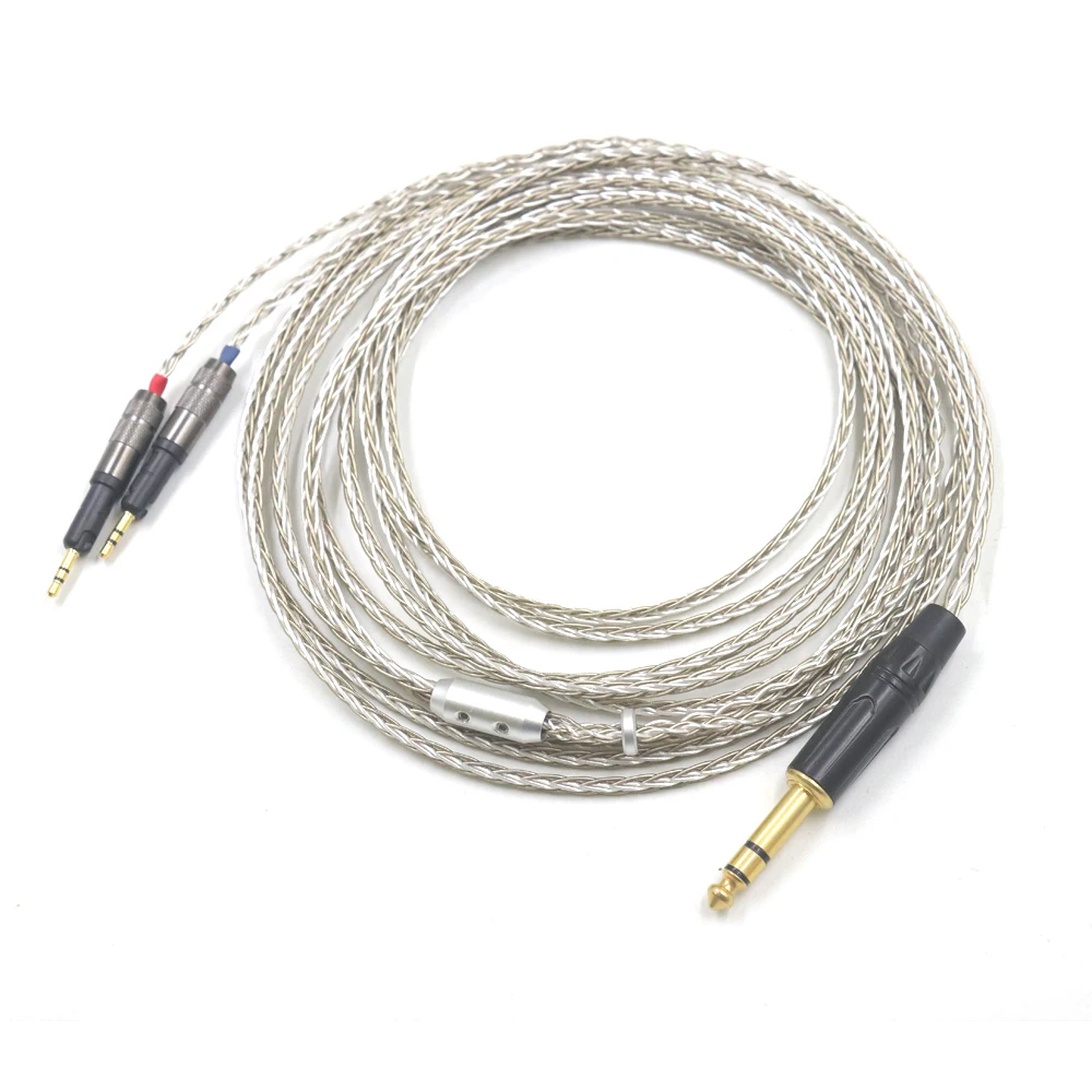 HiFi Silver Mixed Braided Cable XLR 4.4mm 2.5mm Earphone Upgrade Cable For ATH-R70X R70X R70X5 Headphones