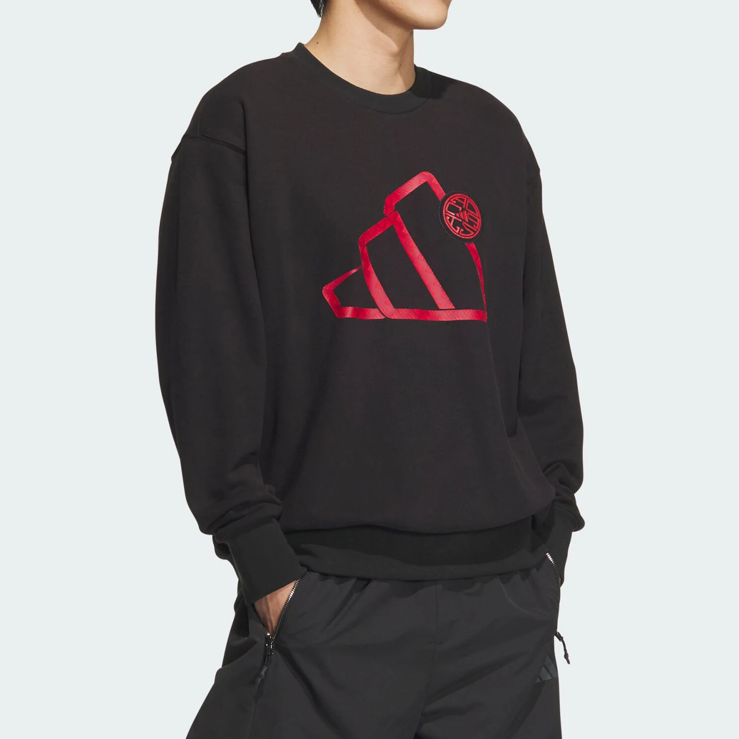 أديداس حقيقية الرجال الرياضة عارضة طويلة الأكمام جولة الرقبة البلوز JM1002 #2