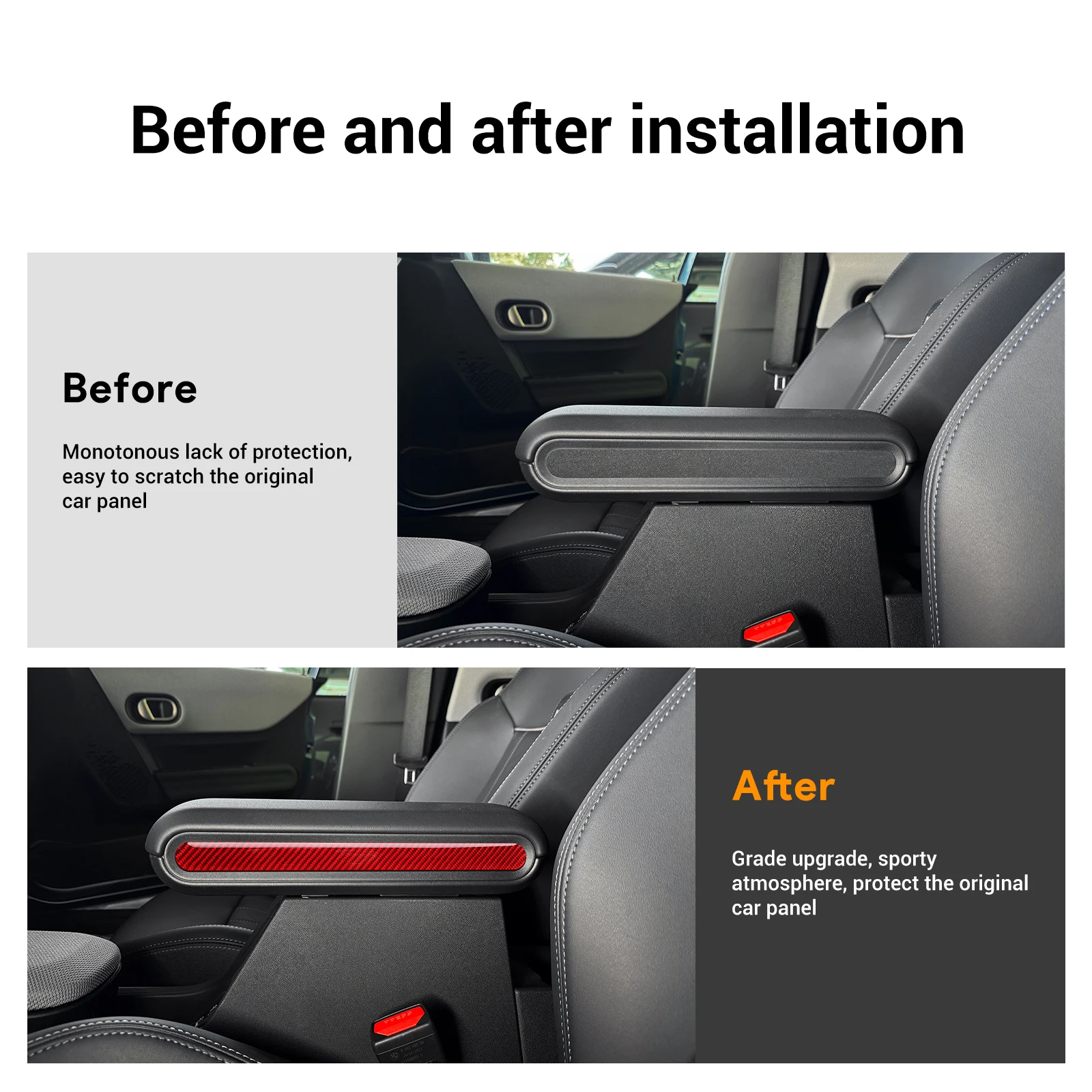 For BMW Mini Cooper S F65 F66 F67 2024 2025 Car Armrest Box Side Strip Sticker Interior Trim Accessories Soft Real Carbon Fiber