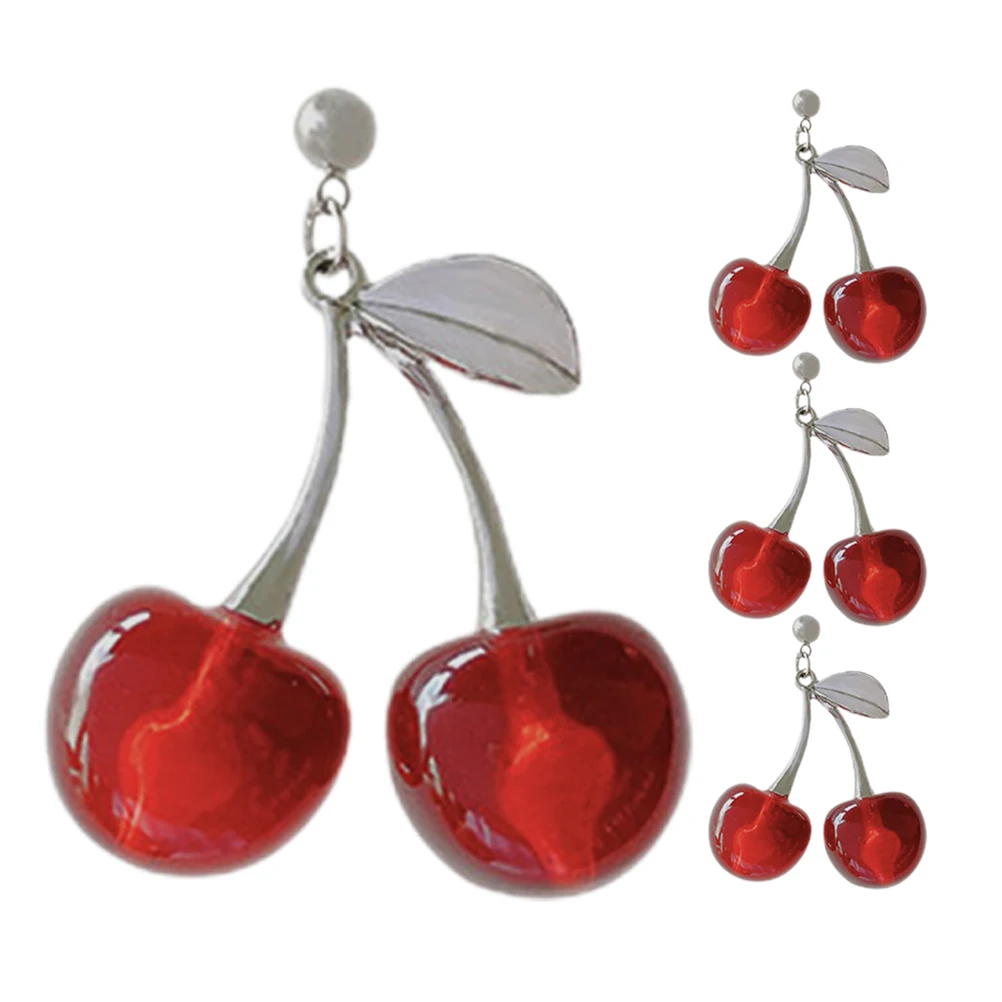 زوجان من أقراط الكرز على شكل قطرة فواكه مصنوعة من خليط معدني لطيف متدلي للنساء مواد موثوقة وإكسسوارات عصرية يابانية حلوة تدوم طويلاً